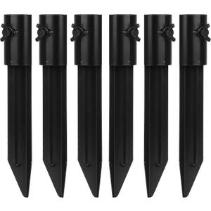 Impresa Tiki Torch Holder Stakes - 6-Pack, 10.75-Inch, Black Aluminum - Metal Ground Spikes for Outdoor Tiki Torch Stands & Solar Light Holders