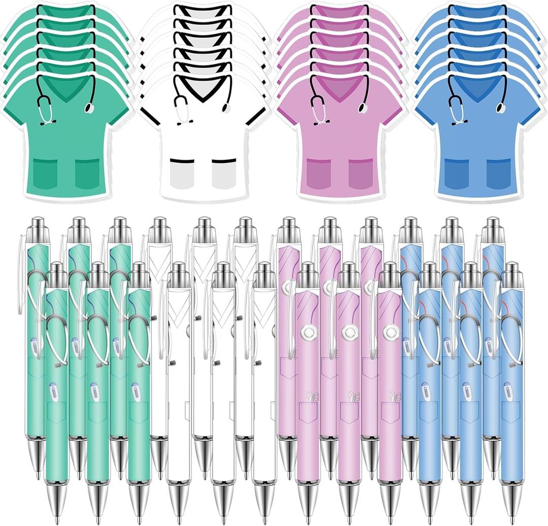 48Pcs Christmas Nurse Gifts Nurse Sticky Notes Notepad with Pen Nurse Themed Self-Stick Note Nurse Day Appreciation Gifts for Nursing Students Hospital Nurse Supplies