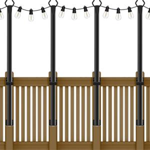 AHRLHR 5 Ft String Light Poles, 4 Pack String Light Poles for Outside with Fixing Clips,Metal Poles for Outdoor String Lights, Hanging Light Poles for Deck Fence Garden Backyard Wall Bistro