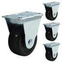 Murtenze 2 Inch Rubber Caster Wheels, Heavy Duty Fixed Casters Black Caster Wheels with Rigid Fixed Non-Swivel Top Plate for Furniture(Pack of 4)