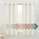 NICETOWN Thick Linen Bedroom Curtains 63 inch Length 2 Panels, Grommet Privacy Added Linen Weave Window Treatments with Light Filtering Drapes for Kids Room, Off White, W42 x L63 (Cream)