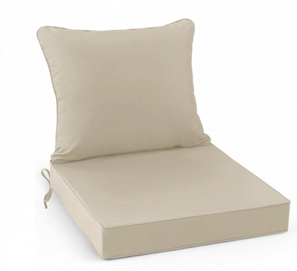 Patio Chair Cushions 22 x 22 Inch, Cream, Set of 2