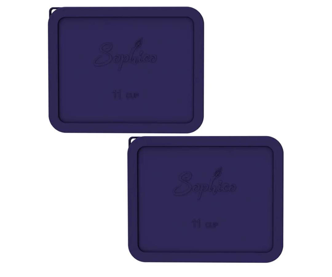 Sophico 11 Cup Rectangle Silicone Storage Cover Lids Replacement for Pyrex 7212-PC Glass Bowls, Container not Included (NAVY BLUE- 2PACK)