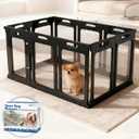 Clear Dog Playpen with Door - Height 30 Inch, 10 Panels - Reduces Indoor Puppy/Small Dog Anxiety, Black