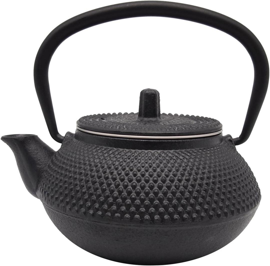 Innolife 300ml/10oz Cast Iron Teapot, Japanese Tea Pot with Stainless Steel Infuser for Loose Leaf, Black