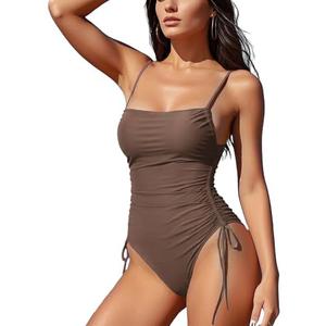 Zando One Piece Swimsuit Women Tummy Control Bathing Suits Cheeky High Cut One Piece Swimsuits Swimwear Tie Side,

Size S
