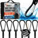 Extra Long Bungee Cords with Carabiner Hooks - Large Heavy Duty Outdoor Black Bungie Straps Set of 6 Pieces 72 Inch