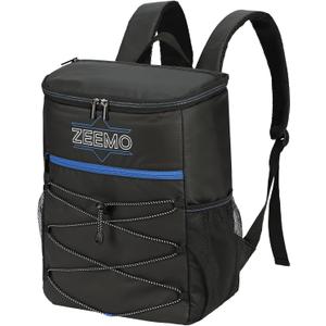 ZEEMO Backpack Cooler, Insulated Leak Proof Lunch Bag, Large Capacity Lightweight Rucksack for Picnic, Beach, Backyard, Black