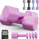 Adjustable Dumbbell Set of 2, 4 in 1 Free Weights Dumbbells Set for Women at Home, 5 lb Weights Dumbbells Set with Non-slip Comfort Handle for Home Gym Exercise Workout Training (Pink)
