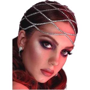 NAISKA Rhinestone Head Chain Wedding Bride Crystal Headpieces Caps Vintage 1920S Party Flapper Hair Headband Jewelry Gatsby Hair Accessories for Women and Girls