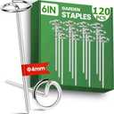 120pcs Landscape Fabric Pins, Bold 8 Gauge Weed Barrier Garden Staples Stakes Galvanized Steel, Landscape Fabric Staples Tent Stakes Yard Stakes (120 X 6in)