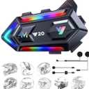 FEYA Motorcycle Helmet Speakers High Battery Life Helmet Headphone IPX6 Automatic Answer/Call Music Control/Intelligent Noise/Wake up Siri, 2 Different Types of Mic - Compatible with All Helmets - Y20