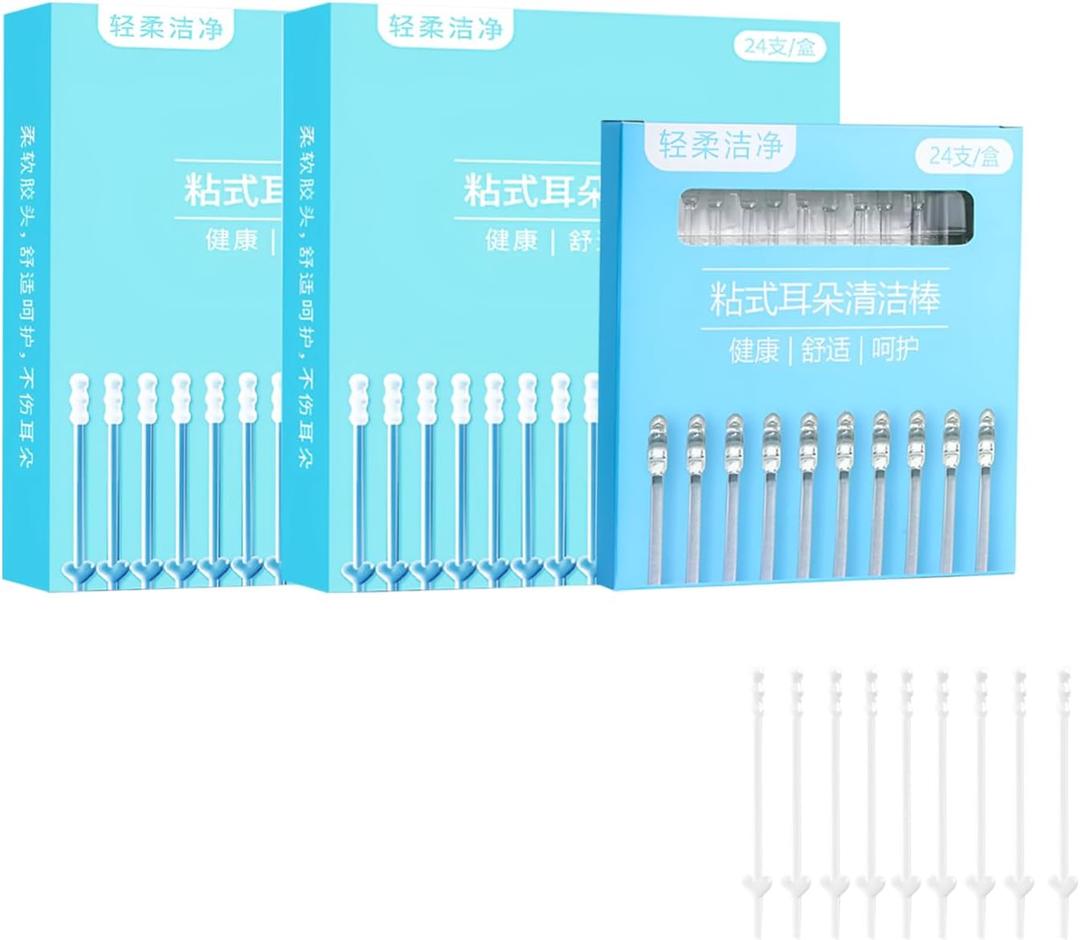 Reusable Earwax Removal Swabs Sticky Ear Cleaning Stick, Adhesive Ear Pick, Soft Ear Cleaning Tools for Gentle and Effective Care,for All Ages(72 PCS)