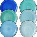 Vancasso Bonita Blue Salad Plate Set of 6, 7.5 Inch Ceramic Dinner Plate, Dishwasher and Microwave Safe 