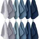 Ease Cubs 12 Pack Muslin Washcloths for Baby - 100% Cotton Baby Wash Cloths for or Baby Face Body Comfy and Soft for Newborn Infants Kids Girls and Boys - 12"x12" - Slate, Grey and Navy Series