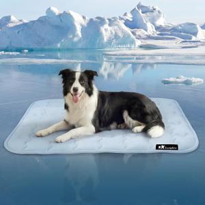 Luciphia Premium Dog Cooling Mat Non-Slip Q-MAX>0.5 Self-Cooling Pad for Small Pet Cat Indoor Portable Kennel Puppy Bed for Summer Crate Pad for Dog Washable Light Blue 20x30 inches