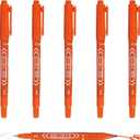 PATIKIL Twin Tip Permanent Markers, 6 Pack Orange Fine and Ultra Fine Point Colored Makers Quick Drying Coloring Pen for Writing Drawing on Wood Plastic Metal Glass Stone