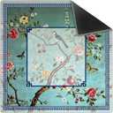 Turquoise Chinoiserie Floral Mahjong Mat 31.5 x 31.5 Inch, Grandmillennial Chinese Non-Slip Noise Reduction Mahjong Table Mat for American Mah Jong Poker Card Board Games Dominoes