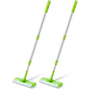 2-Pack Extra Long Extendable Mop Handle Compatible with Swiffer Dry & Wet Mops -Aluminum Telescopic Replacement Handle for Swiffer Wet & Dry Mopping(Green)