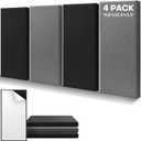 4Pack Fiberglass Acoustic Panels, Self Adhesive Sound Proof Foam Panels for Walls, Sound Dampening Panels for Studios, Office, Home Soundproofing Absorbing Noise Reducing, 23.6x11.8x2.5" Black Grey (Extra Large 4Pcs Black+Grey)