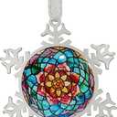 XUTAI Abstract Flower Snowflakes Christmas Ornaments Snowflake Ornament Christmas Tree Ornaments Christmas Metal Glass Holidays Hanging Ornaments Decor