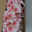 Hollyone 6 Heads Pink Artifical Lily Flowers 2Pcs Easter Lily Artificial Flowers Faux Stargazer Lilies Flower Arrangement Bouquets Fake Lilies Stem for Indoor Home Decor Table Office Party Decoration