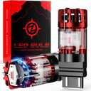 4257 WT21/7W Red LED Brake Tail Light Bulbs, CANBUS Error Free,No Hyper Flash - 1860-SMD Chips Powerful & Super Bright with Cooling Fan - CK & Standard Socket Plug-and-Play