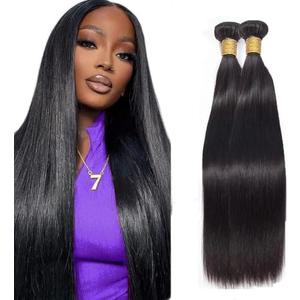 Natural Black Color Straight Bundles Human Hair Brazilian Unprocessed Virgin Hair 2 Bundles 14 14 Inch Straight Human Hair Extensions
