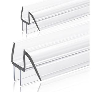 2-Pack Ultra Clear Shower Door Bottom Seal (3/8'' X 39'', Polycarbonate) Frameless Glass Shower Door Seal Strip Shower Door Sweep - Stop Shower Leaks and Create a Water Barrier