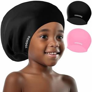Extra Large Swim Cap for Kids - Silicone, Swim Cap for Long/Short Hair and Braids/Dreadlocks, Girls/Boys 6-14