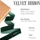 Dark Green Velvet Ribbon 1'' 50 Yards Velvet Fabric Vintage Ribbon for Christmas Tree, Gift Wrapping, Flower Bouquet, Wreath Decorations, Bow Making (Dark Green, 1"-50 Yard)