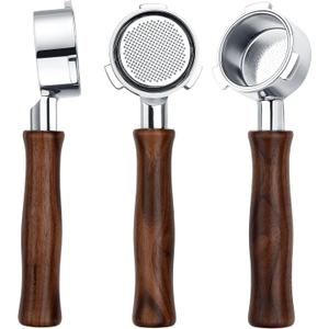 Normcore 51mm 3-Ear Bottomless Portafilter for De'Longhi Dedica EC680/EC685/EC885, Naked Espresso Portafilter with 18g Basket & Walnut Handle, Not for 2-Ear Models