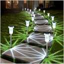 DenicMic Solar Lights Outdoor 6 Pack Waterproof 6000K Cold White LED Stainless Steel Stake for Pathway Yard Garden Driveway Solar Powered Outside Decor