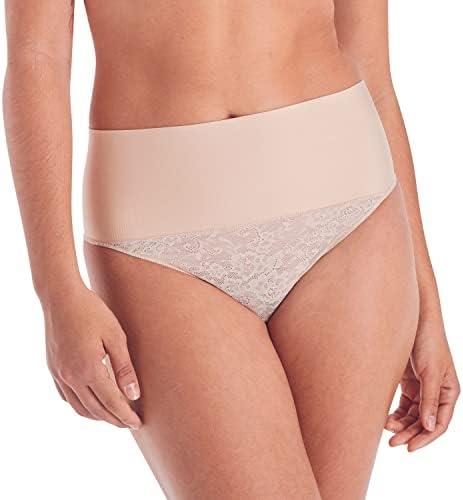 Maidenform Women's Shapewear Thong, Tummy Control Underwear , Breathable Stretch Lace Firm Control Thong Shapewear M