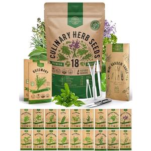 Organo Republic 18 Culinary Herbs Seeds Variety Pack - 10,180+ Heirloom, Non-GMO, Herbs Seeds for Outdoor and Indoor Home Gardening, Including Rosemary, Thyme, Oregano, Mint, Basil, Parsley