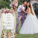 Wedding Sign Holder,Adjustable Welcome to Our Wedding Sign Holder Stand,Gold Easel Stand for Sign,W/Design Bundle & Leather Sign Hanging Straps,for Party,Wedding,Baby Shower,Graduation (Gold 4.2ft OR 5.7ft)