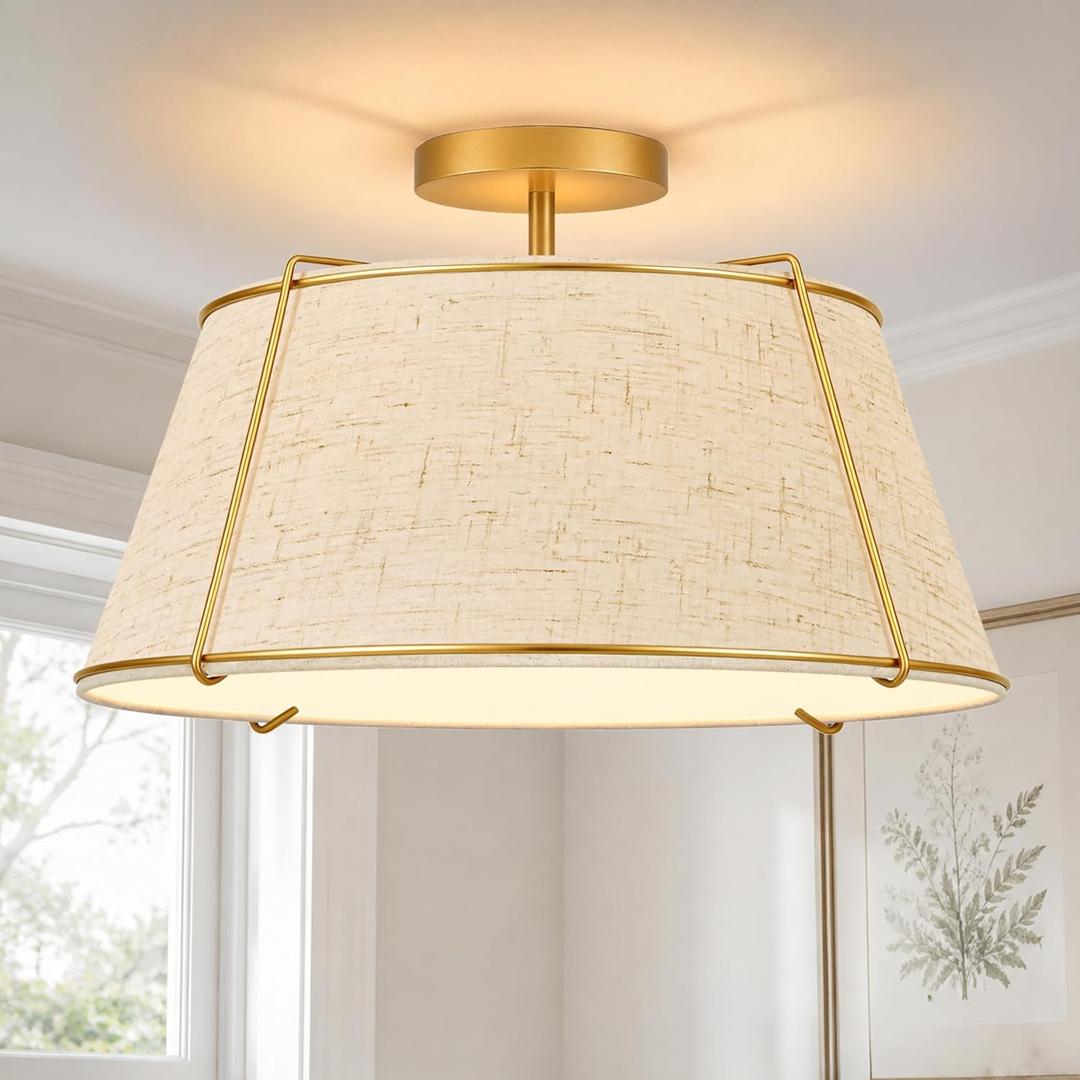 20" 4-Light Modern Gold Drum Light Fixture Entryway, Large