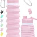 Nefeeko Collapsible Water Bottle, 26oz Silicone Foldable Water Bottles Leakproof BPA Free Travel Water Bottles with Carabiner, Portable Sport Water Bottles for Camping,Hiking Outdoor Indoor Sport