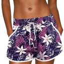 For G and PL Women Summer Floral Beach Boardshorts with Pockets Swim Trunks (Pink, XL)