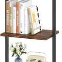 ELYKEN Ladder Shelf, 5-Tier Wood Wall Mounted Bookshelf with Metal Frame, Vintage Open Display Organizer Rack, Leaning Storage Shelves for Living Room, Bedroom, Home Office, Rustic Brown