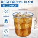 Ziliny 50 Pcs Disposable Stemless Glasses 12oz Crystal Plastic Wine Glasses Clear Classic Pet Cup for Meeting Weddings Birthdays Cocktail Christmas Party Supplies (Light Blue)