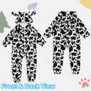 ALVABABY Christmas Baby Bunting Bodysuit with Hood, Romper Jumpsuit Animal Costume Outfit, Soft Warm Onesize Newborn Toddler (12-18 Months, Dairy Cow)