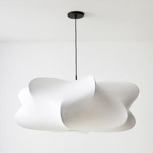 MIXL- 24 Inch Imitated Silk Pendant Light,Extra Large Minimalist White Chandelier,Boho Foyer Lighting Fixture,Mid Century Modern Pendant Lamp for Living Room Entryway