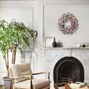 22 Inch Spring Summer Forsythia Flower Wreath with Soft Touch Leaves for Front Door, Everyday Light Purple Flower Wreath for Indoor Outdoor, Everyday Floral for Home Decor