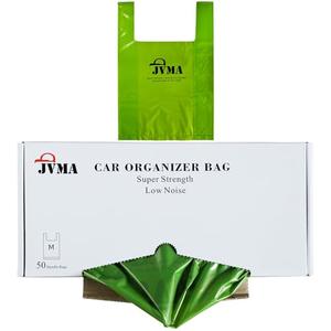 JVMA Car Trash Bags – Super Strength, Leakproof, Smell Proof Hanging Garbage Bags for Car, Truck, SUV, RV & Vehicle – Green, 50 Count Automotive Trash Bags 1 Gallon