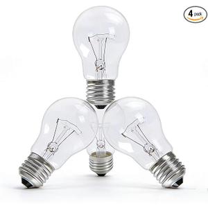 Hrsovii A19 Clear Incandescent Rough Service Light Bulb, 100 Watt Incandescent Light Bulbs, A19 100 WATT Bulbs ，100 Watt, 2700K Soft White, E26 Medium Base, 110130V (4 Pack)