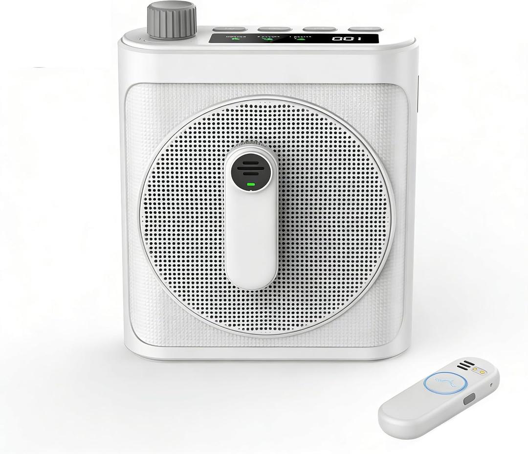 15W Wireless Voice Amplifier with 2 Magnetic Lavalier Mics & Noise Reduction - Bluetooth 5.3 PA System for Teachers, Tour Guide, Yoga - 15H Rechargeable Battery, Waist-Mount Design (White)