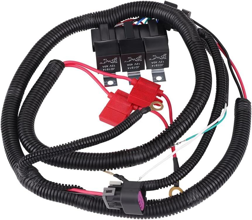 WMPHE Dual Electric Fan Upgrade Wiring Harness Kit Compatible with Chevy GMC GM Truck SUV 1999 2000 2001 2002 2003 2004 2005 2006 ECU Control, Electric Cooling Fan Relay Wire Harness Kit 7L5533A226T