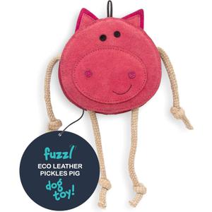 Eco Leather Pickles Pig Natural and Tough Dog Toys - Long Lasting Chew Toys for Aggressive Chewers - Strong Dog Toy for Dogs and Puppy (1)