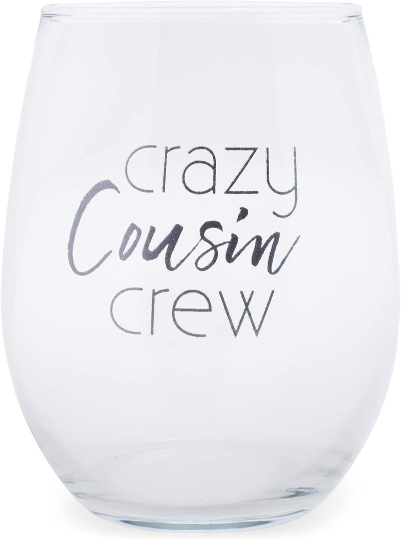 Elanze Designs Crazy Cousin Crew 14 Ounce Blue Stemless Wine Glass Tumbler